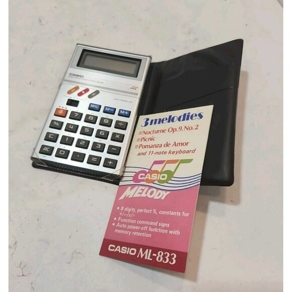 Vtg 1980's Casio ML-833 Musical Calculator in Case Tested Works New Batteries - Picture 2 of 6